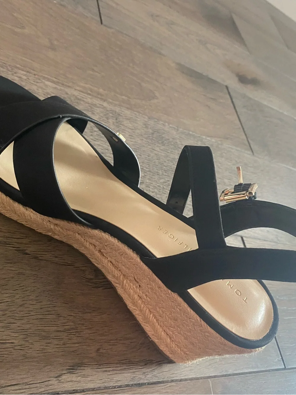 NEW Tommy Hilfiger Black Espadrille Wedge Sandals Size 9 Women’s
